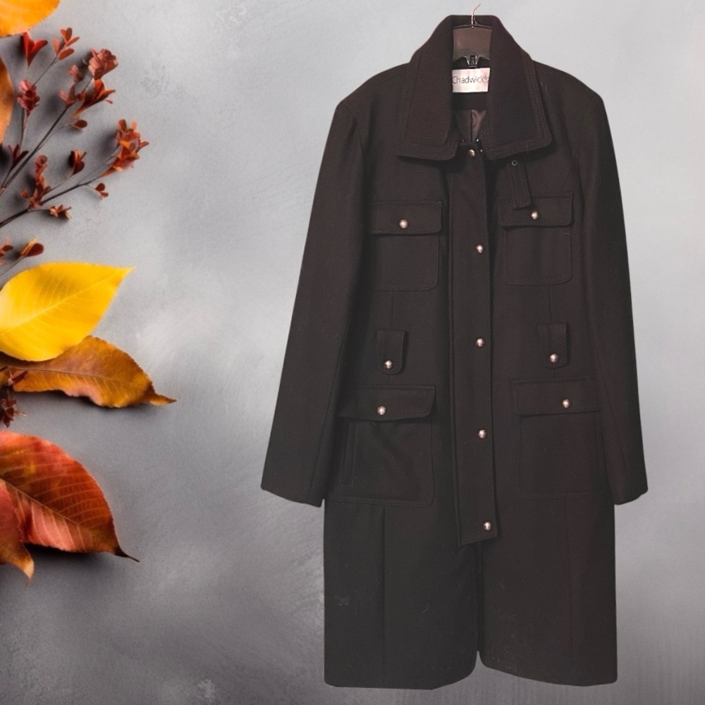 Chadwicks Black Wool-Blend 3/4 Winter Coat Size L Women’s | Removable Belt